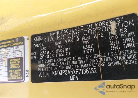 2015 Kia Soul + from USA, damaged, VIN KNDJP3A5XF7136132